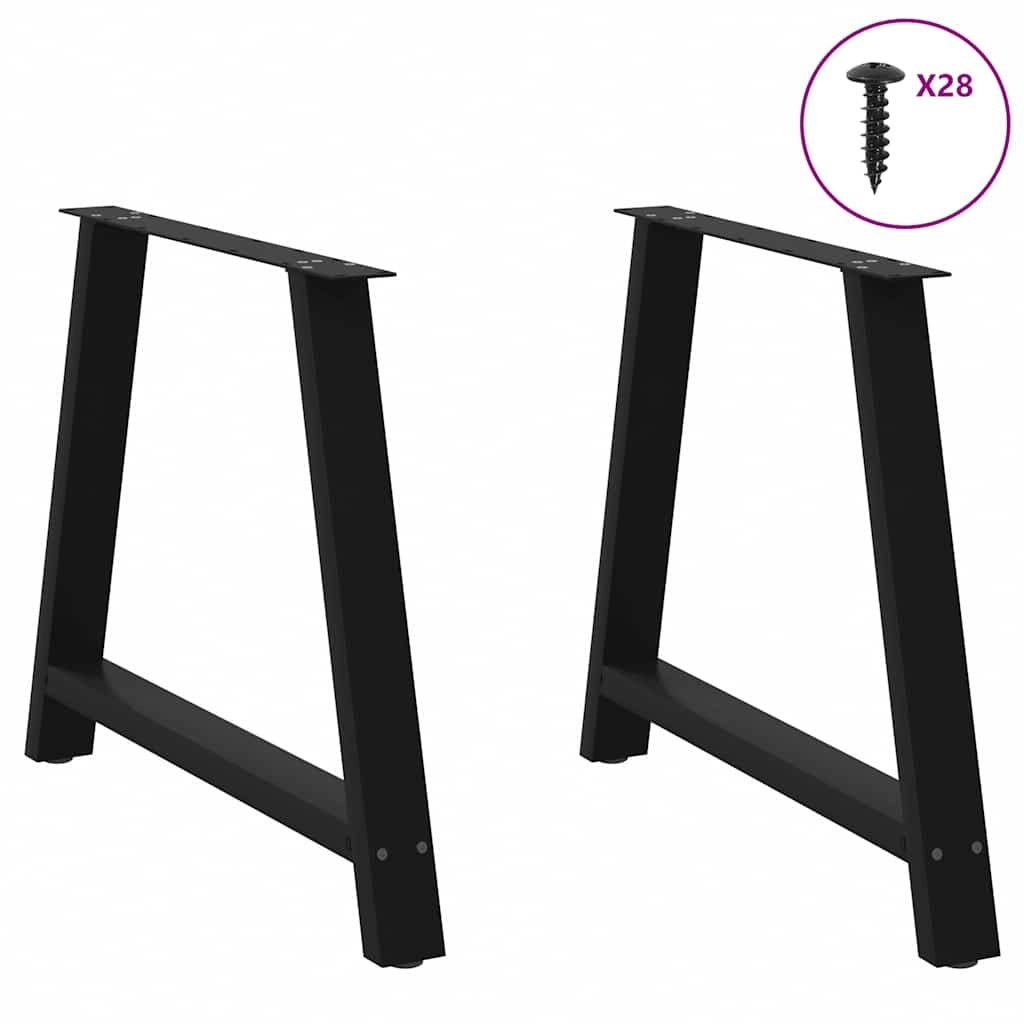 Set di 2 gambe per tavolo da pranzo a forma di A 100 x 72 cm con piedini regolabili design moderno acciaio nero 02_0057140