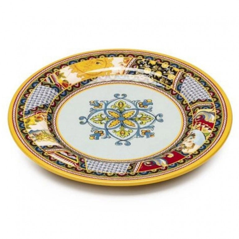 Set piatti completo 18 pezzi in melamina Santa Rosalia (6 piatti fondi + 6 piatti piani + 6 piatti dolce)