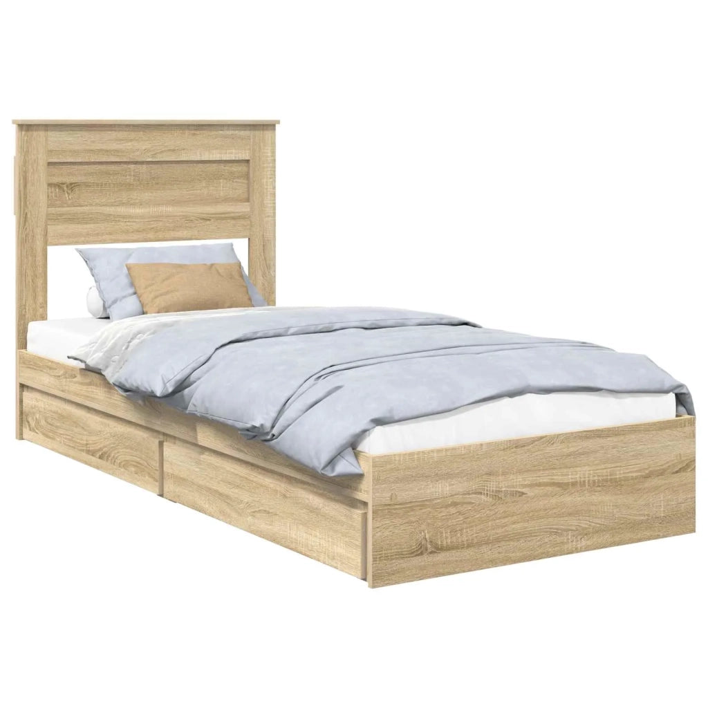 Letto con Contenitore con testiera Rovere Sonoma 100 x 200 cm