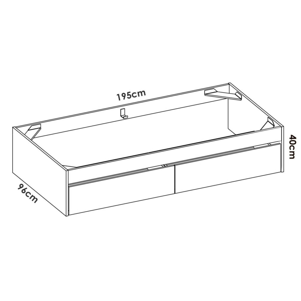 Letto singolo Neki, Sommier per camera da letto, Giroletto per stanza, Struttura porta materasso, 96x195 h40 cm, Bianco