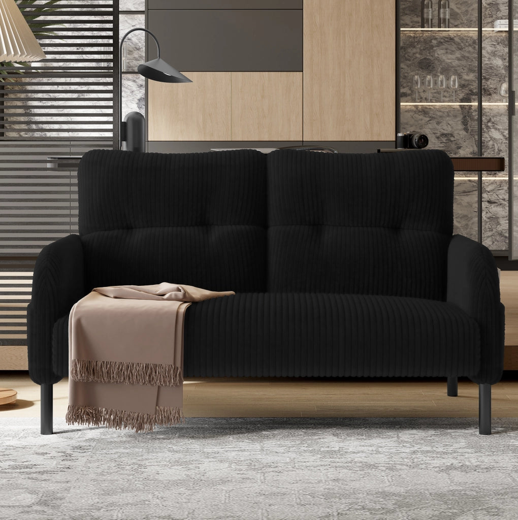 Divano 2 posti 120x75x79 cm con tasca laterale in cord nero