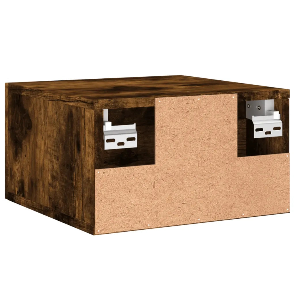 Comodino a Muro-Tavolino da notte sospeso Rovere Fumo 35x35x20 cm 211786