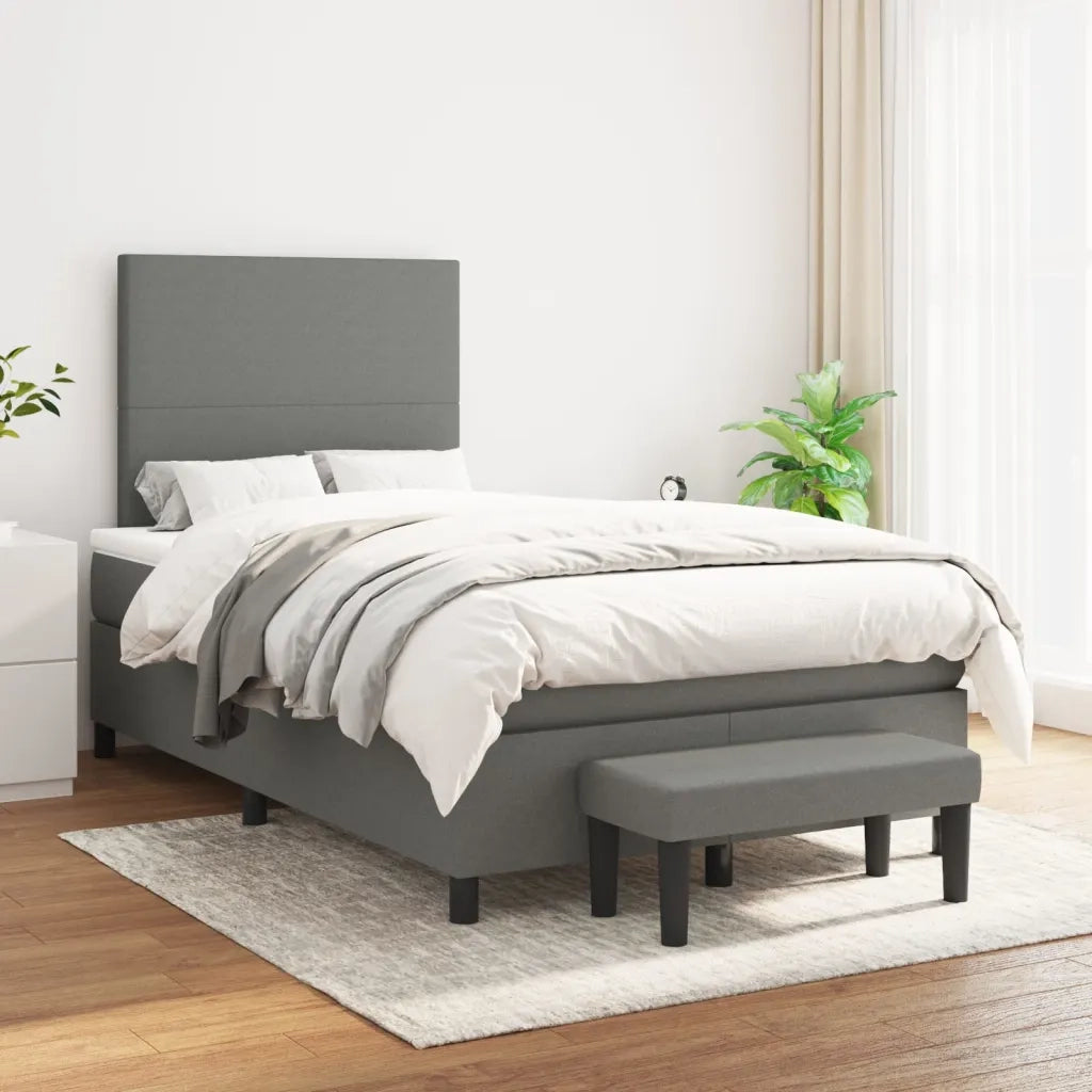 Giroletto a Molle con Materasso Grigio Scuro 120x200 cm Tessuto 3136422