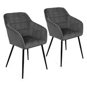 IDMarket - Set di 2 sedie MADY in velluto grigio con braccioli
