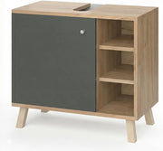 Mobile sottolavabo per bagno Senyo, Antracite, 60 x 54 cm, adatto al montaggio a parete e combinabile con mobili Senyo
