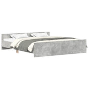 Letto matrimoniale | Letto per adulti | Giroletto con Testiera e Pediera Grigio Cemento 160x200 cm
