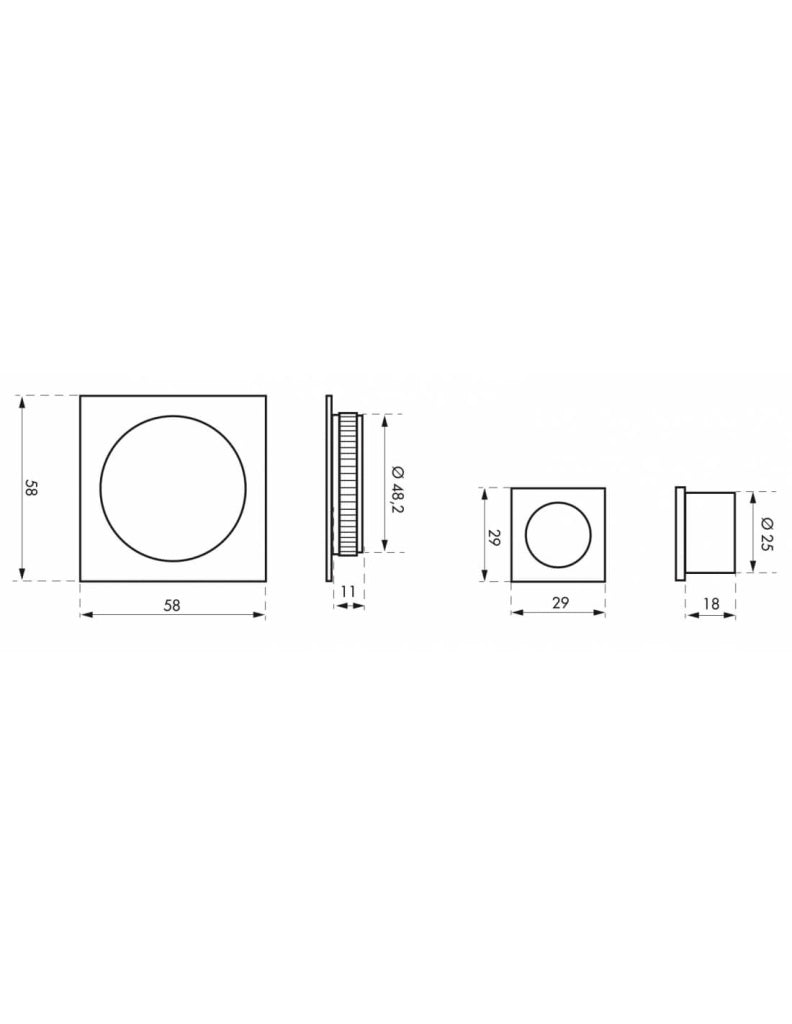 Accessori per serratura a gancio, senza foro, rosette quadrate, nichelati – THIRARD