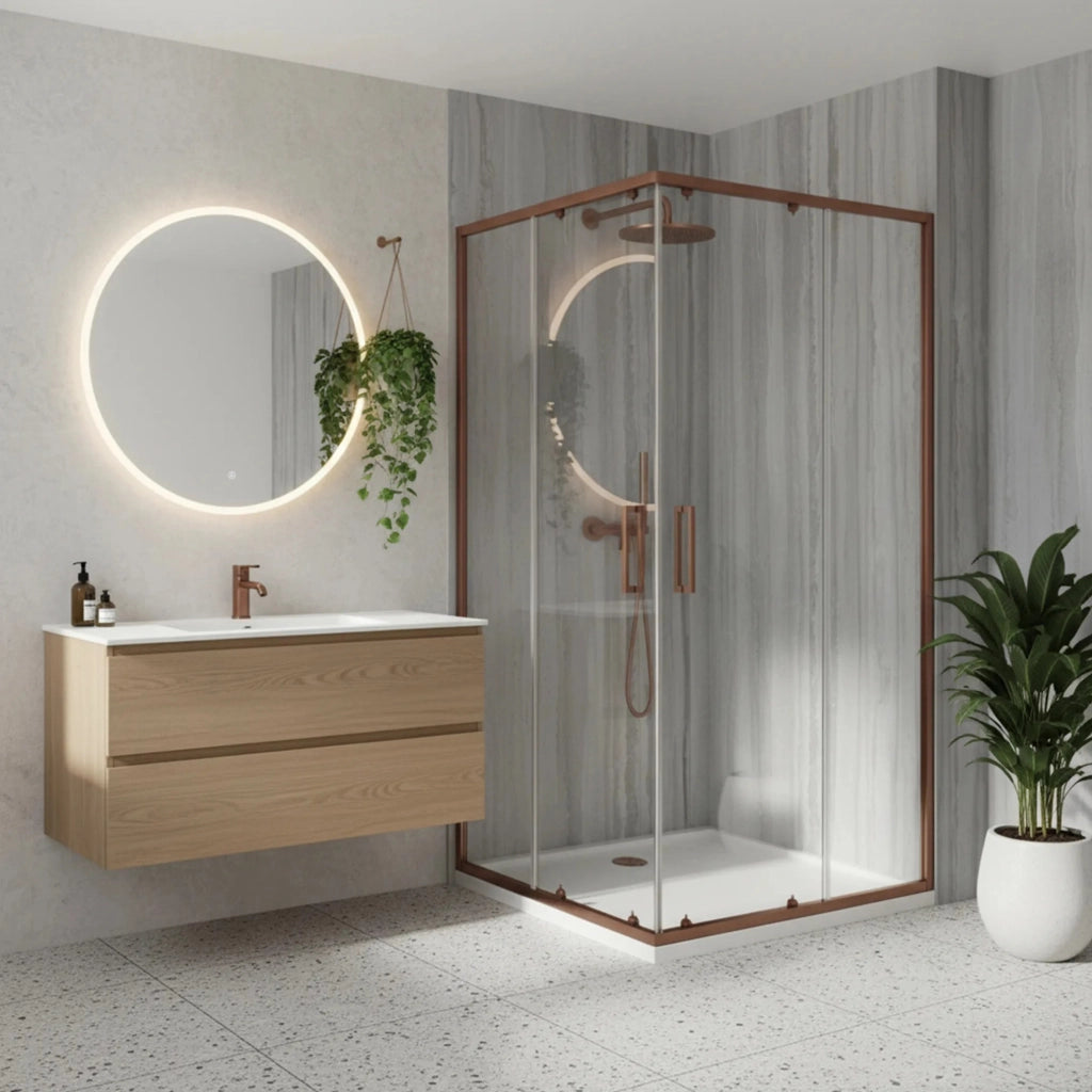 Cabina Doccia Rea City 80x100 Brush Copper senza piatto doccia
