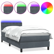 Letto singolo | Letto per adulti | Letto a Molle con Materasso e LED Grigio Scuro 80x210 cm Velluto