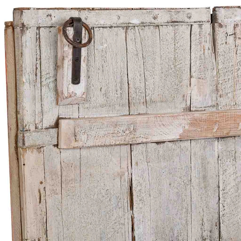 Porta in legno fatta a mano con decoro verde e rosso, 100x11x168h cm