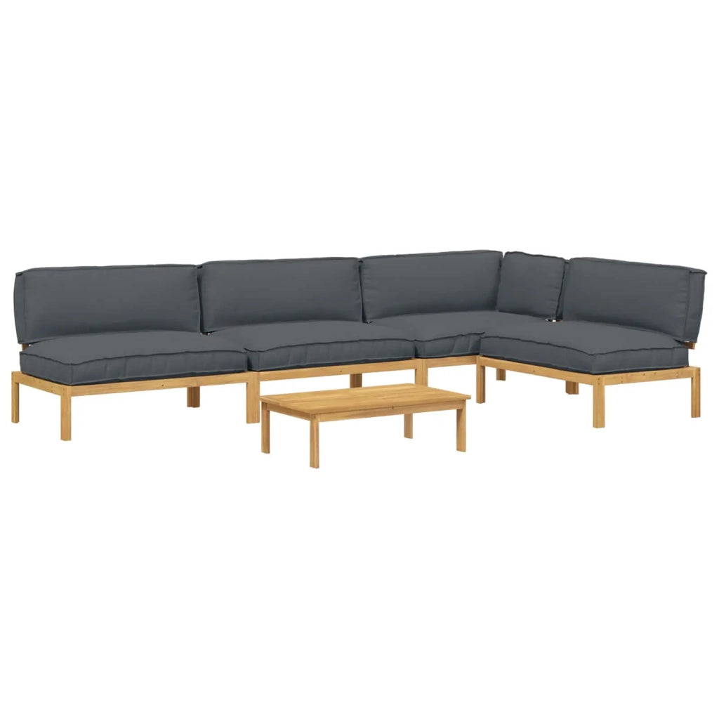 Set di divani 5 pcs Antracite Legno di Acacia Massello