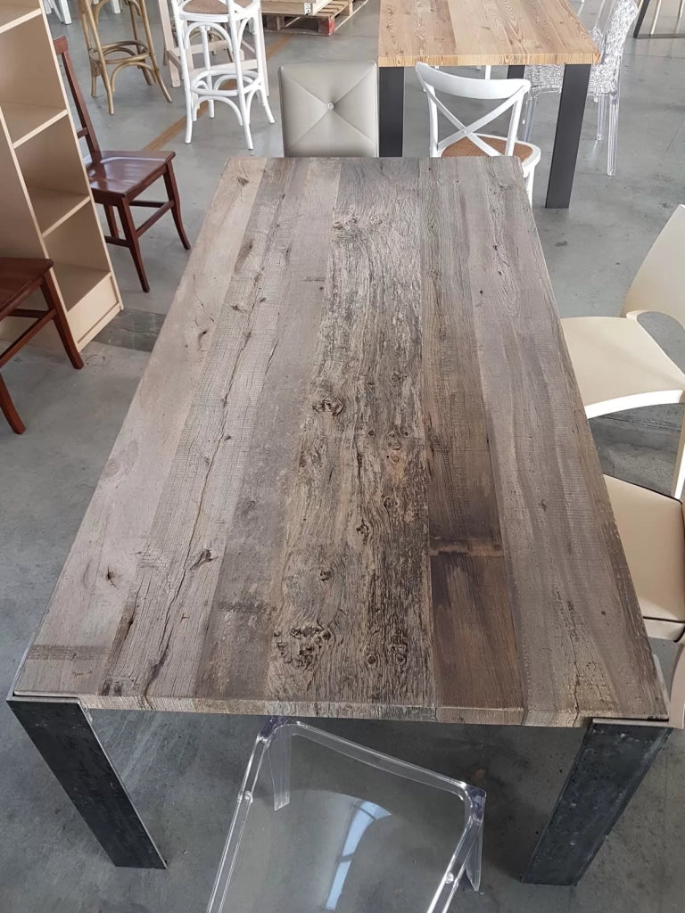 Tavolo fisso rettangolare  legno massello ontano (ga02) - Mobili 2G