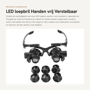 LED loepbril per mano libera - Luce regolabile - Translucido - Adatto per il fai da te - 4 lenti sostituibili - Idoneo per uso domestico