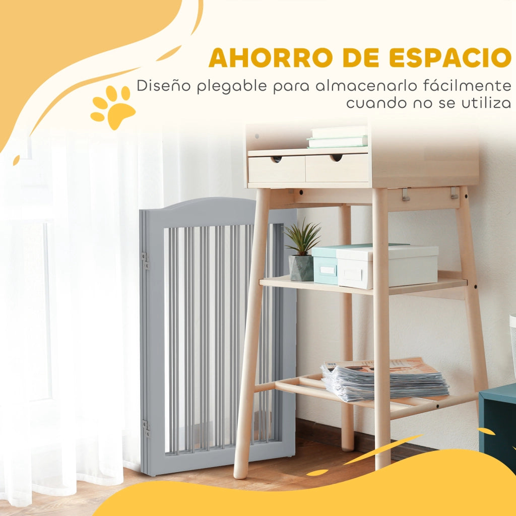 Cancello per Cani Pieghevole per Scale e Porte con Supporto a Piede ¨C Zephmum ¨C Grigio 154x30x80 cm