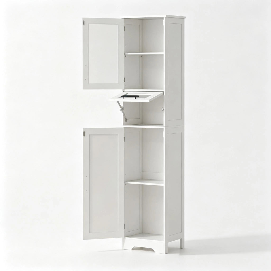 ARMADIO COLONNA BAGNO 40x31x170 cm MDF Bianco con ripiani regolabili