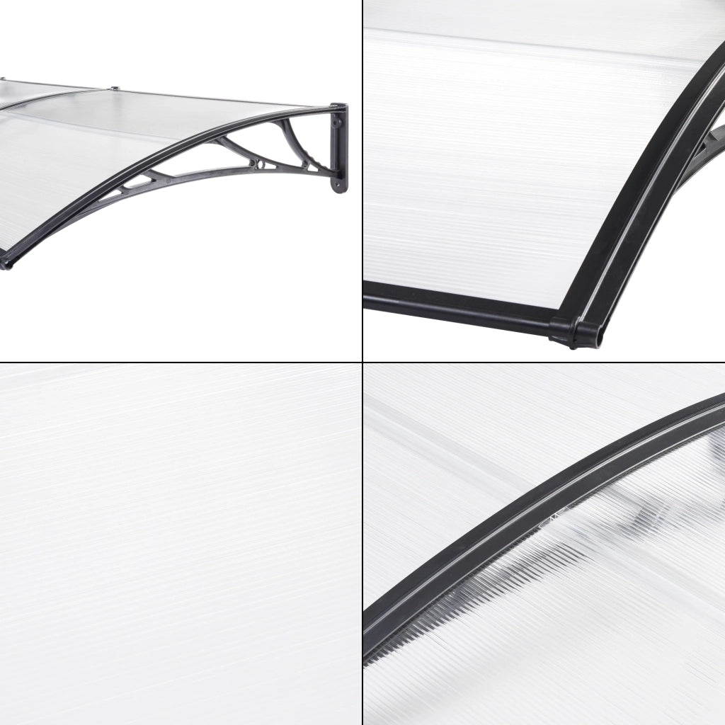 Tenda per porta d'ingresso design reception cappottina resistente alle intemperie 200 x 100 cm trasparente nero 03_0006388