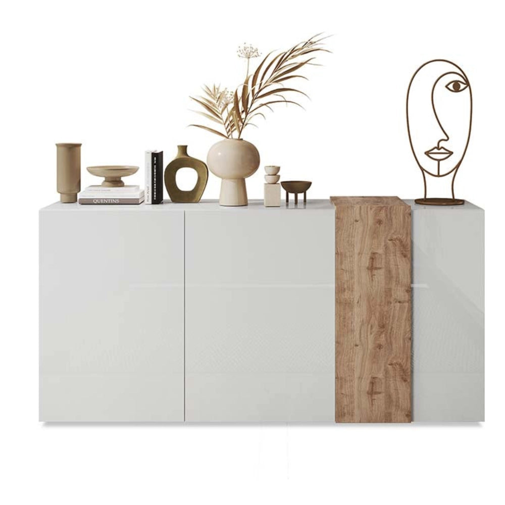 Madia 3 ante Sabry colore bianco lucido rovere Kadiz