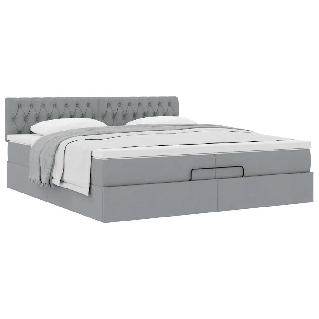 Struttura Letto Pouf con Materasso 200x200 cm in Tessuto 3311567