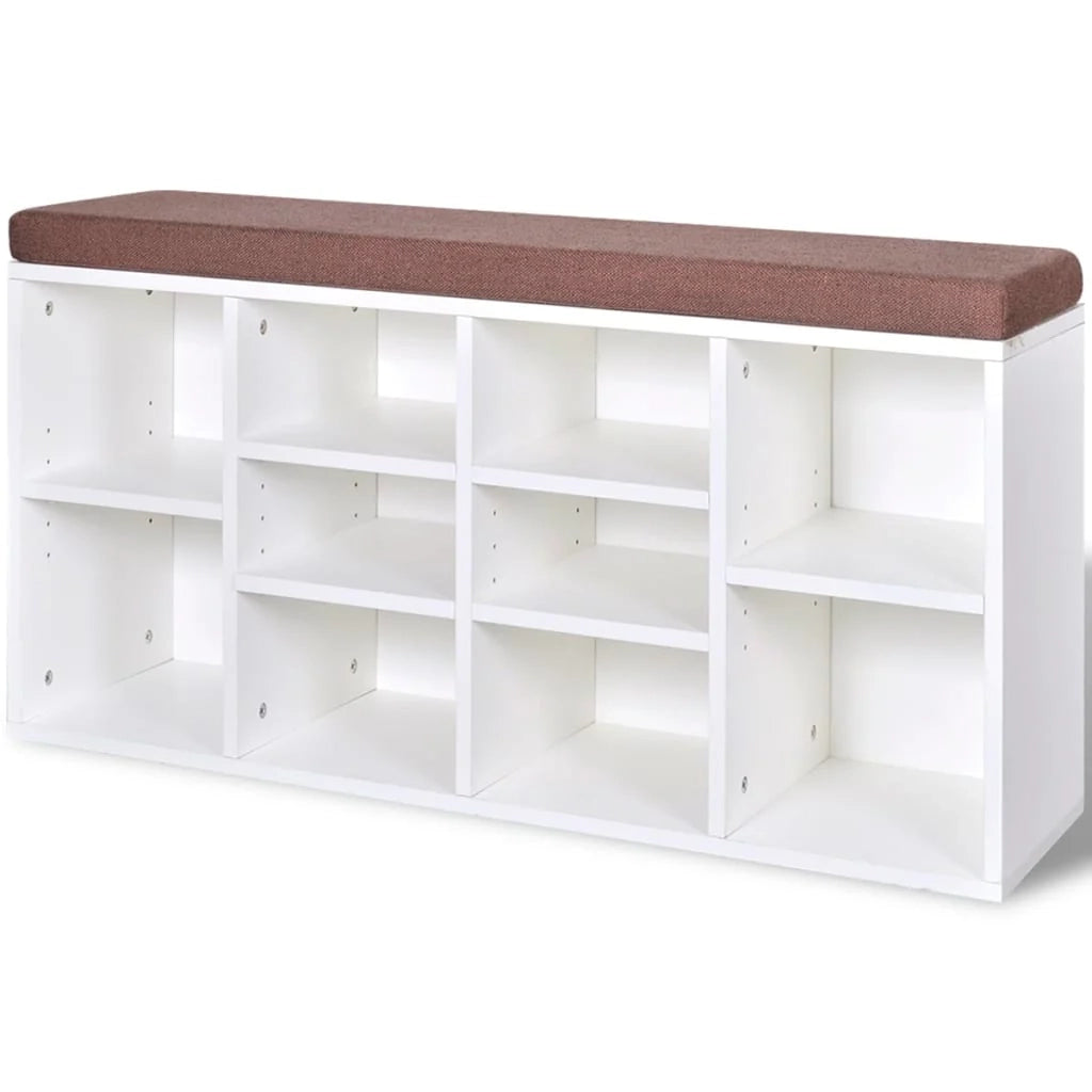 Panca portascarpe bianca con 10 scomparti 103 x 30 x 48 cm 02_0021239