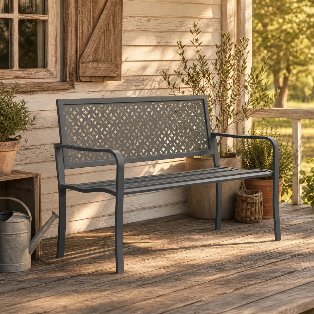 PANCHINA 2 posti in acciaio 127 x 61 x 85 cm grigio scuro