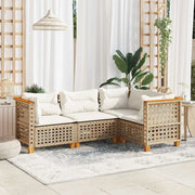 Set Divano da Giardino 4 pz con Cuscini Beige in Polyrattan 3261802