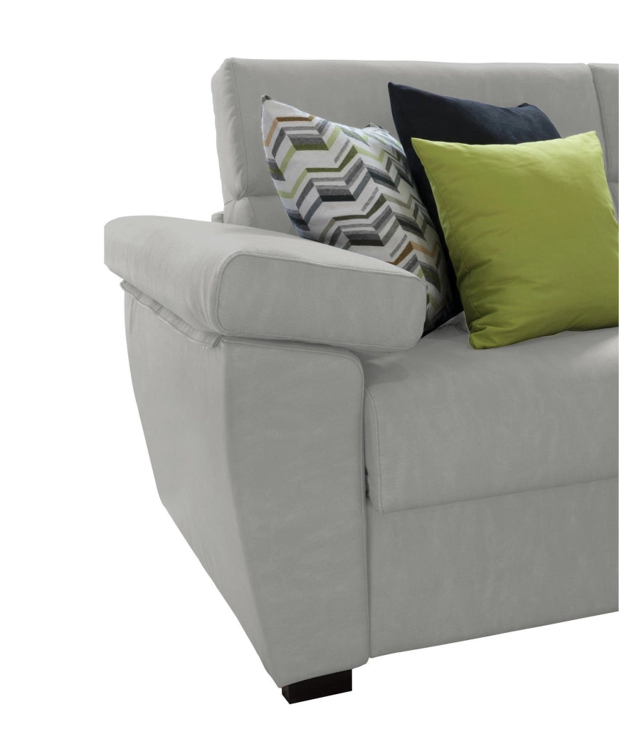 Ceto, Divano Fisso con Penisola Sfoderabile Made in Italy, 285x160 cm Grigio Chiaro
