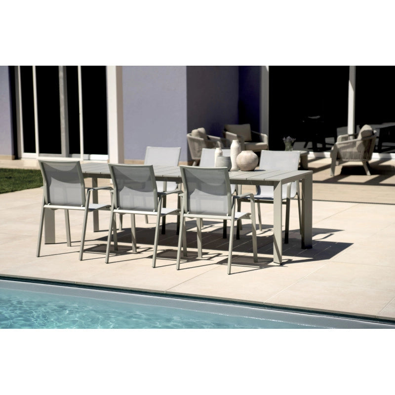Tavolo Nettuno Allungabile 200/300 X 100 Cm Allungo Con Gambe Scorrevoli Creta Moia