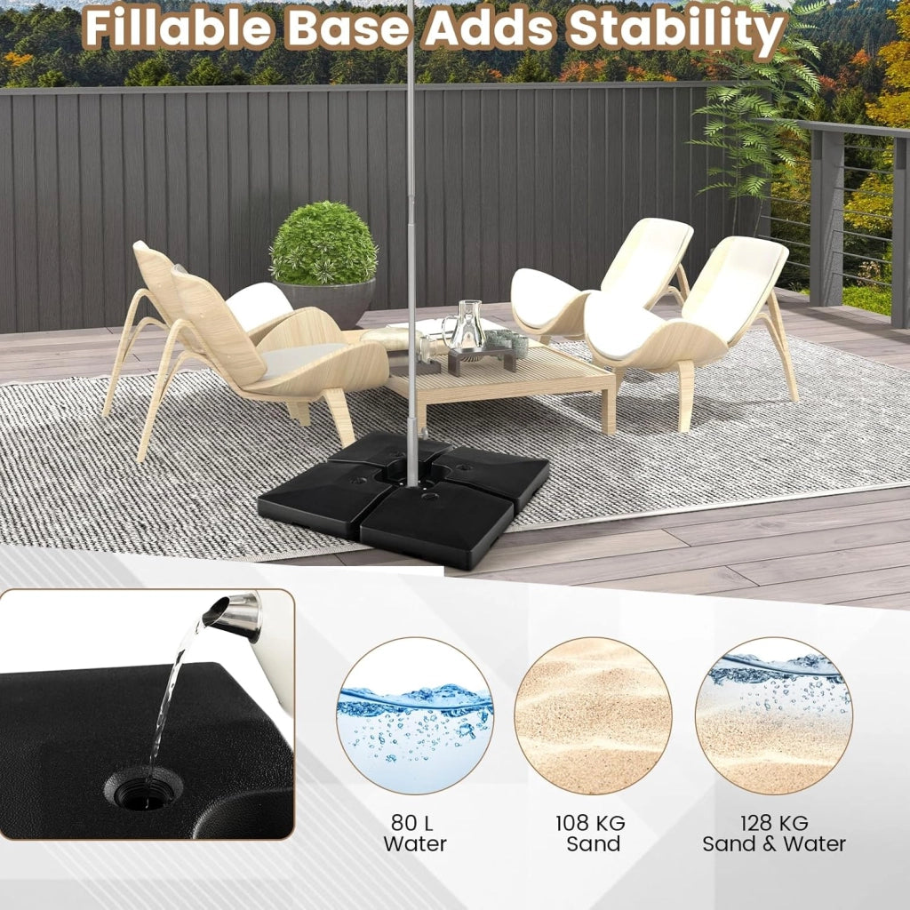 4 pezzi portaombrelloni, supporto per ombrellone riempito con sabbia/acqua, supporto per ombrellone per spiaggia, giardino, balcone (modello 2)