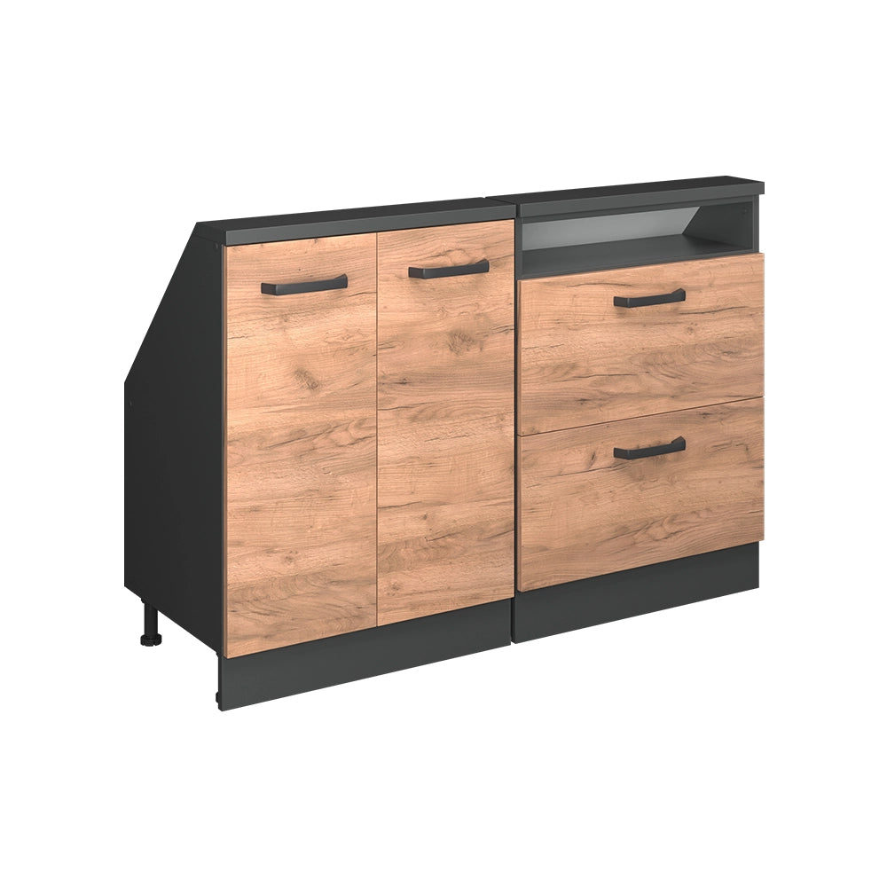 Mobile cucina sottotetto R-Line Rovere dorato/Antracite 120 cm Set di 2 Vicco