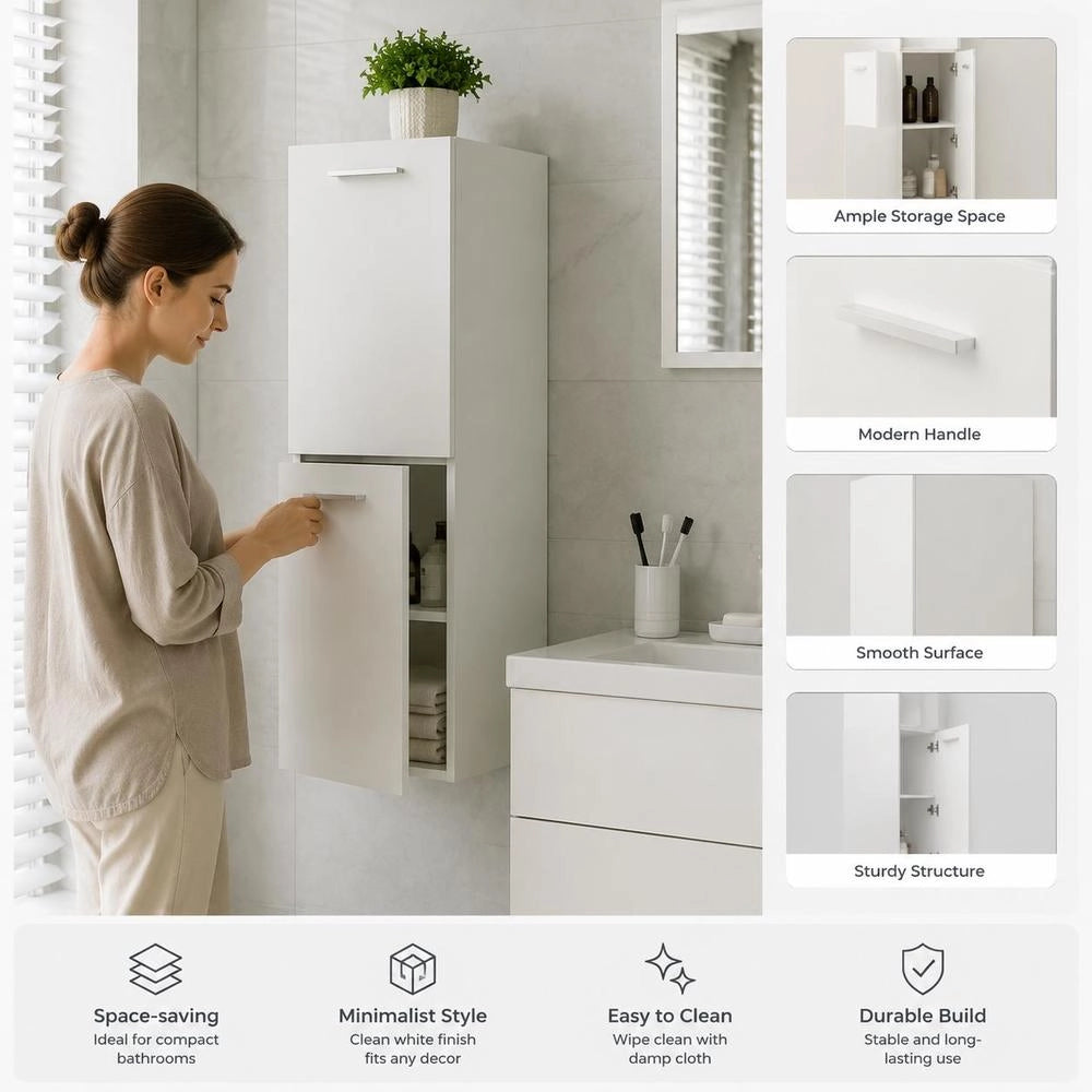 Bathroom Cabinet, White, 30x30x80 Cm, Wood-based Material
