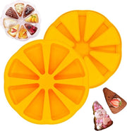 Forma per dolci in silicone con 8 fori, forma per torta in silicone, forma per torta triangolare, spazio vuoto, forme per dolci in silicone, dischi per pizza, pad per broccolo, pad per brownie, pad per muffin e utensili da forno, 2 pezzi (arancione)