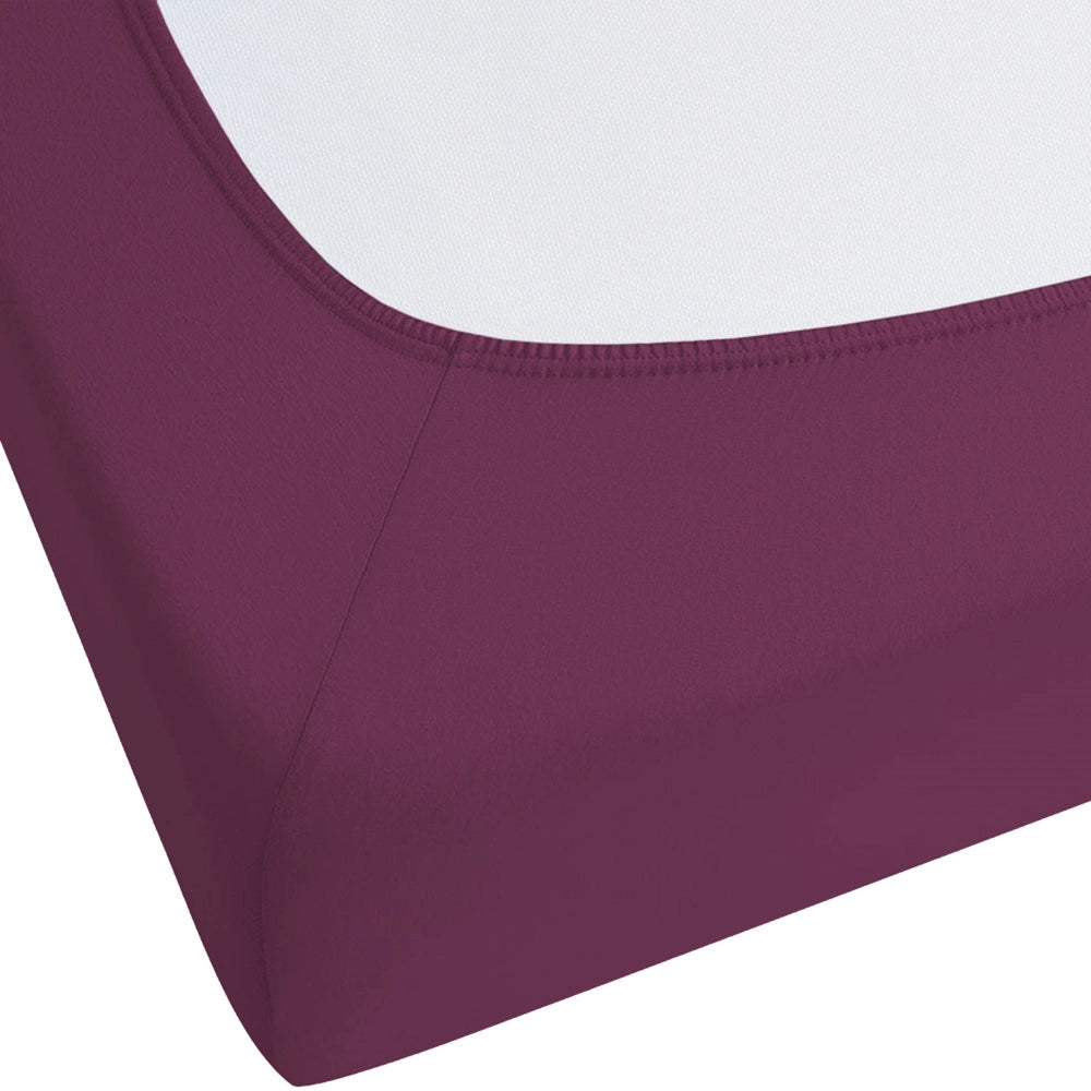 Lenzuolo con angoli cotone bordeaux 90 x 200 cm con bordi elastici modello classico a tinta unita camera da letto classica