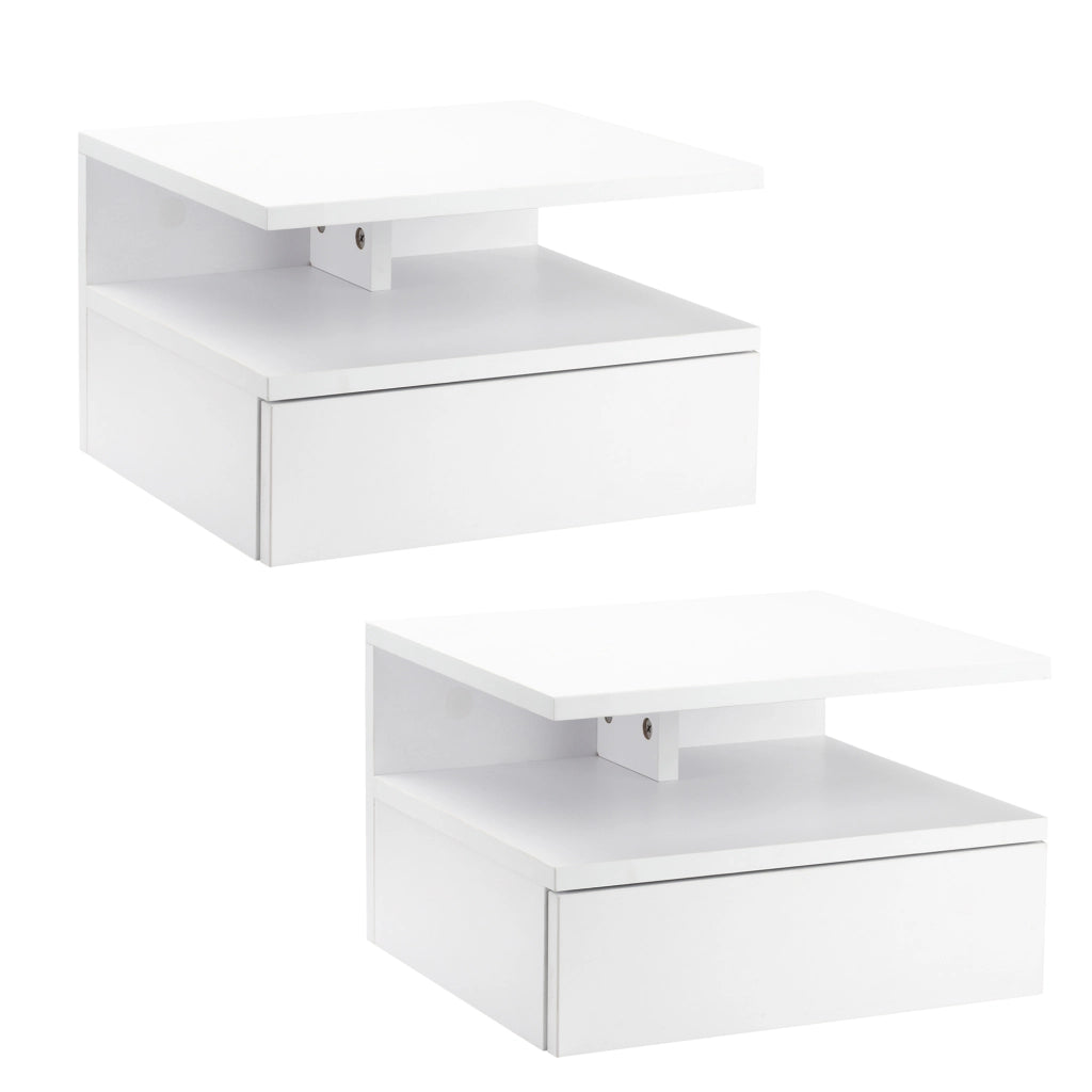 Comodino con cassetto e ripiano aperto ¨C Zephmum ¨C Bianco 35x32x22,5 cm