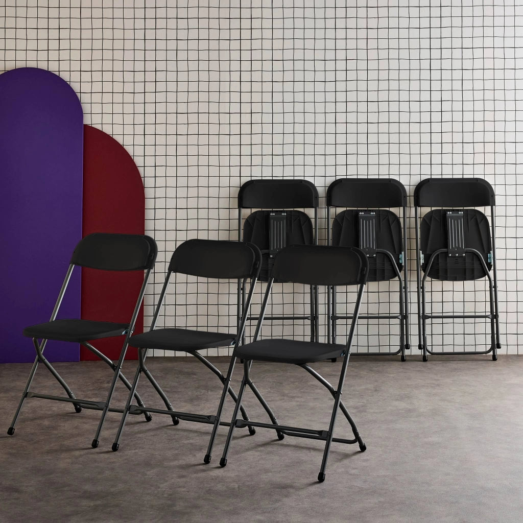 Set 6 sedie da ricevimento pieghevoli, grigio scuro