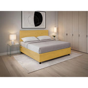 Letto imbottito Letto Matrimoniale alla Francese 140x200 cm Button - Contenitore,Microfibra,Ocra