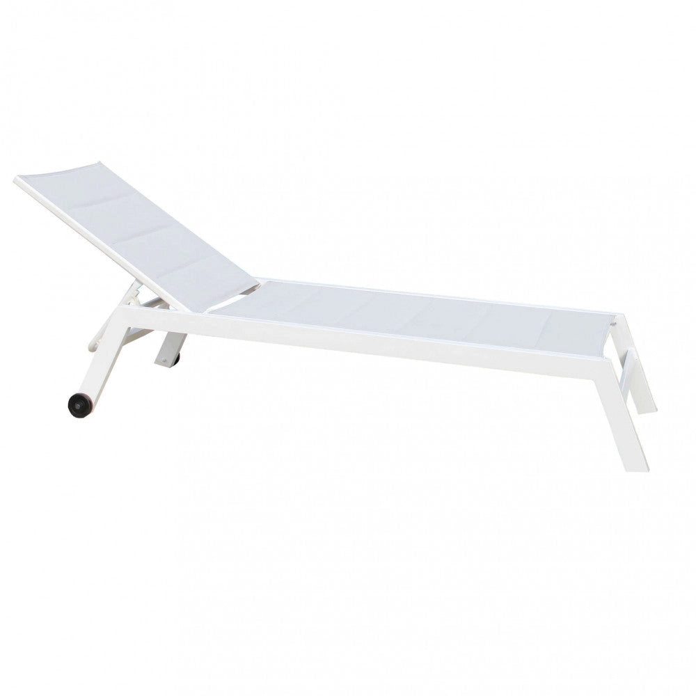 Lettino Prendisole da Giardino Formentera Impilabile 198x61x34/95 h cm in Alluminio Bianco