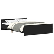 Letto matrimoniale | Letto per adulti | Giroletto con Testiera e Pediera Nero 140x190 cm