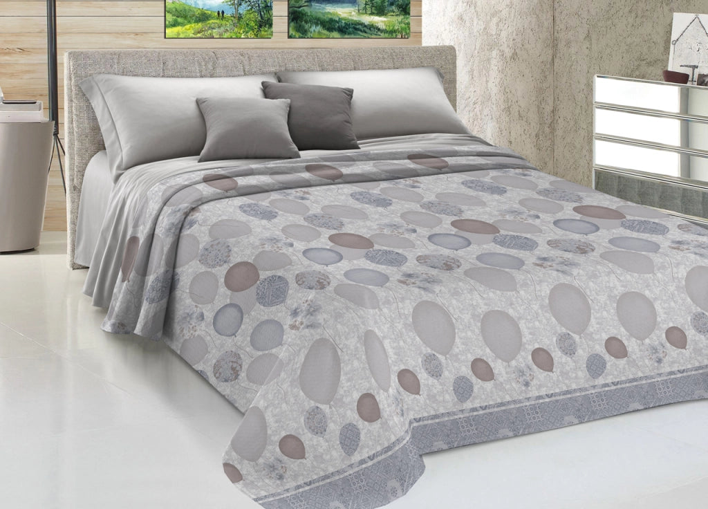 Copriletto Piquet Primavera Estate 100% Cotone Disegno Palloncini - Singolo - Grigio