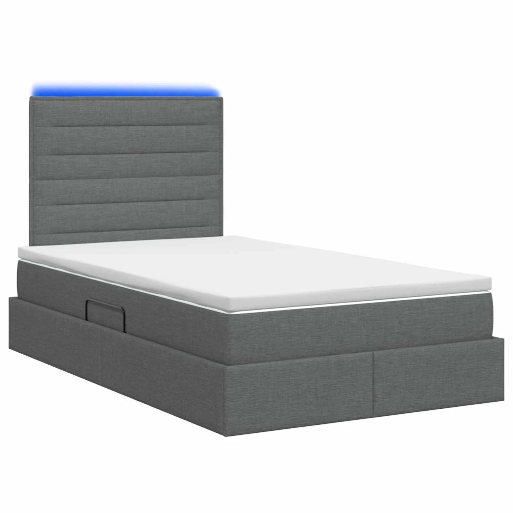 Letto con contenitore LED e materasso Grigio Scuro 120 x 190 cm 3459868