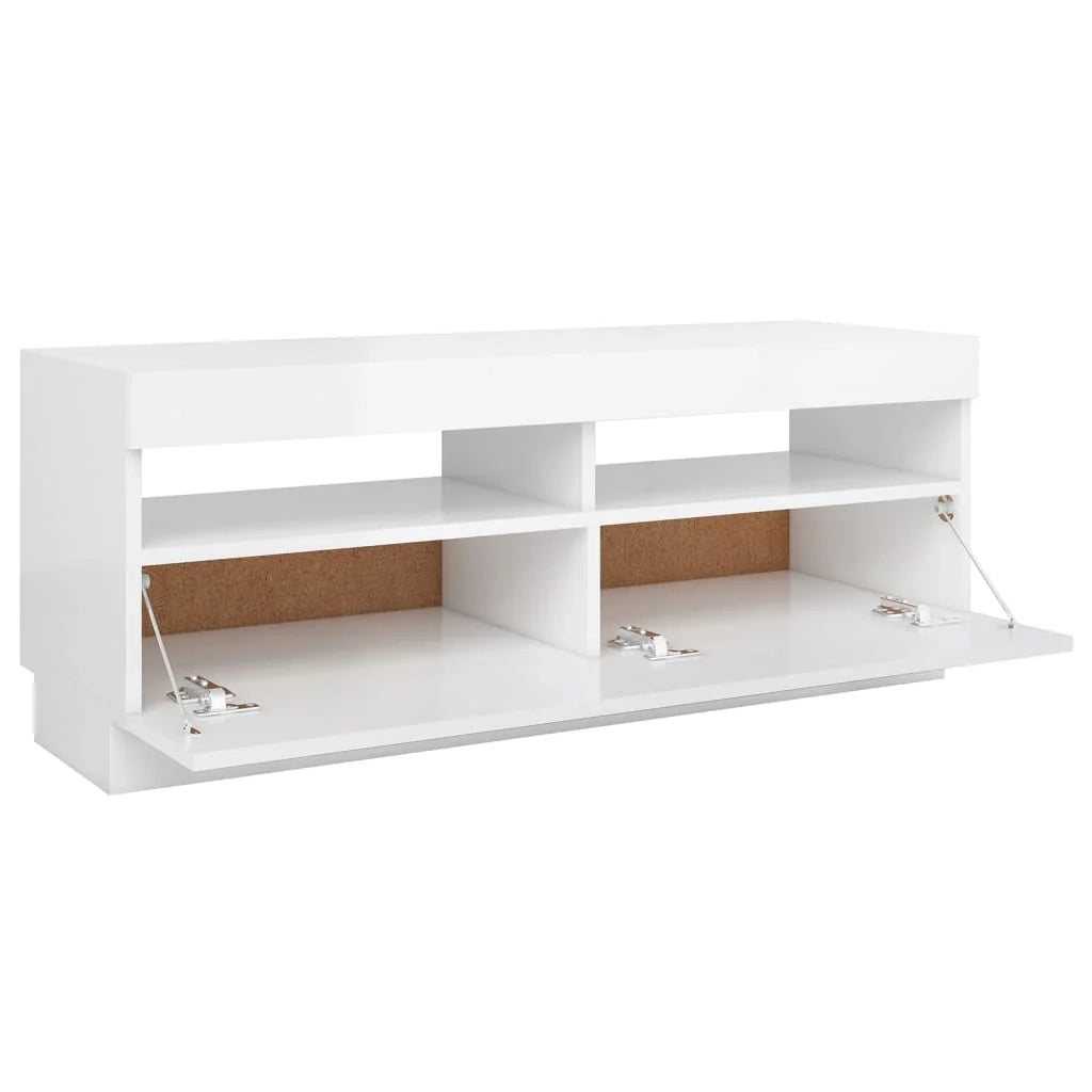Mobile TV multimediale mensola TV credenza mobile TV per sala da pranzo soggiorno camera da letto con luci LED finitura lucida 100 x 35 x 40 cm bianco 02_0026630