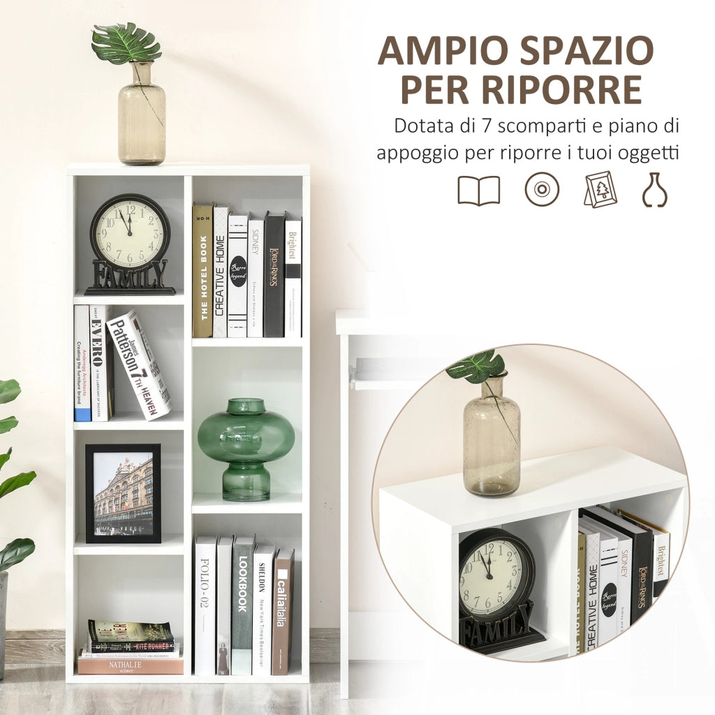 Libreria Moderna a Cubi con Ripiani ¨C Zephmum ¨C Legno Truciolato Bianco 50x24x106 cm