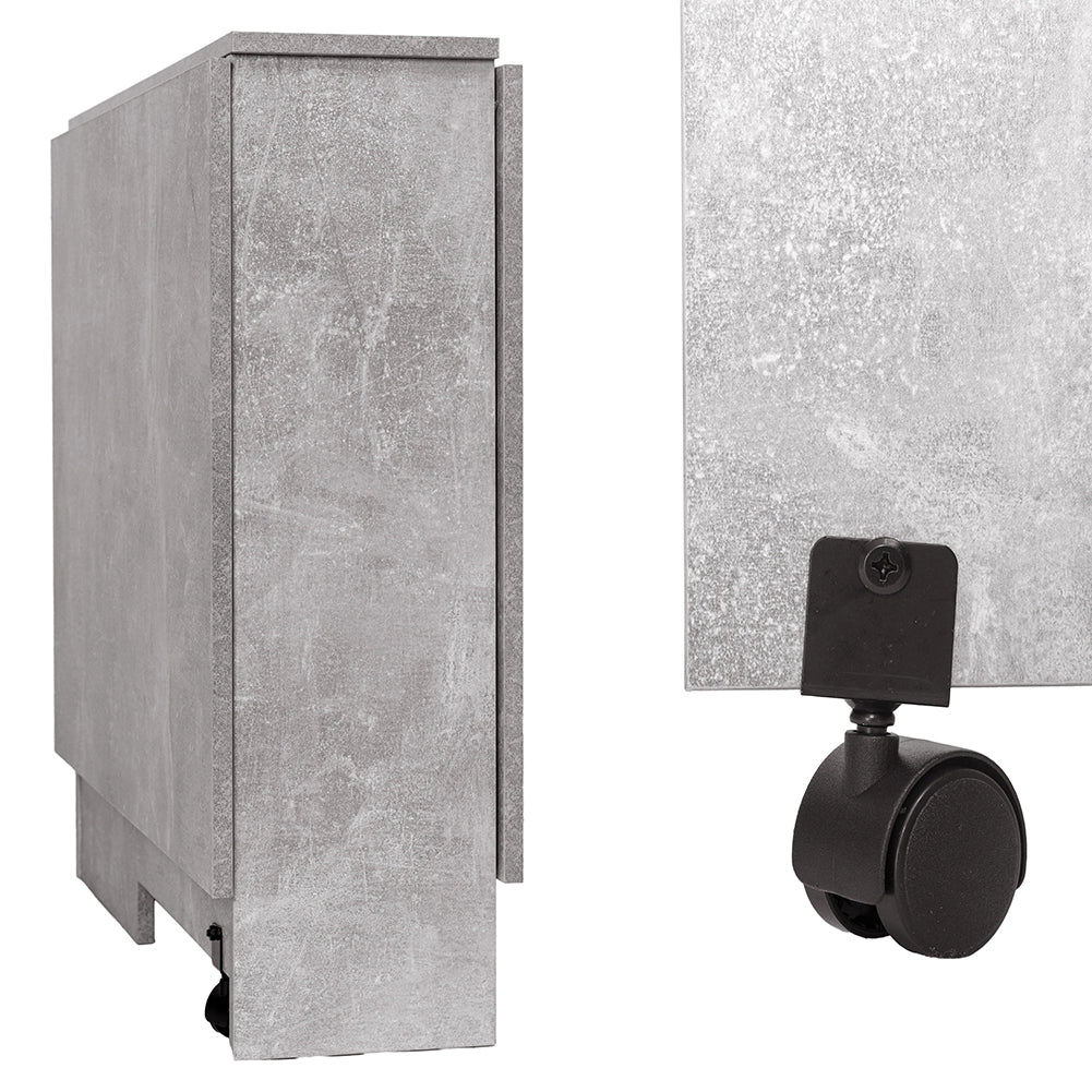 Tavolo da Pranzo Pieghevole Salvaspazio con Ruote Grigio Cemento 140x75 cm