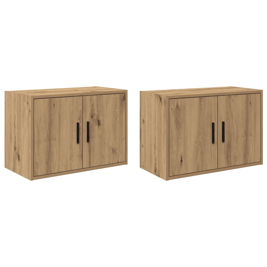 Set di 2 armadietti da garage a parete pratici 60 x 30 x 41 cm stile rovere artigianale realizzati in legno 02_0051450