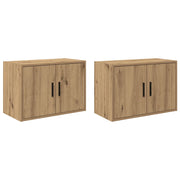 Set di 2 armadietti da garage a parete pratici 60 x 30 x 41 cm stile rovere artigianale realizzati in legno 02_0051450