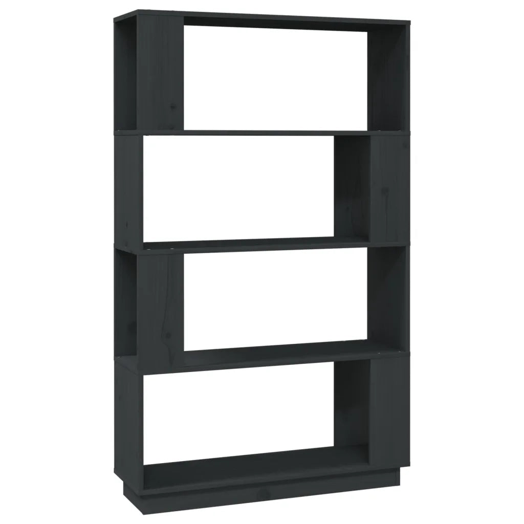 Libreria Divisorio-Scaffale per Libri-Mobile di Stoccaggio Grigio 80x25x132 cm Legno Massello di Pino