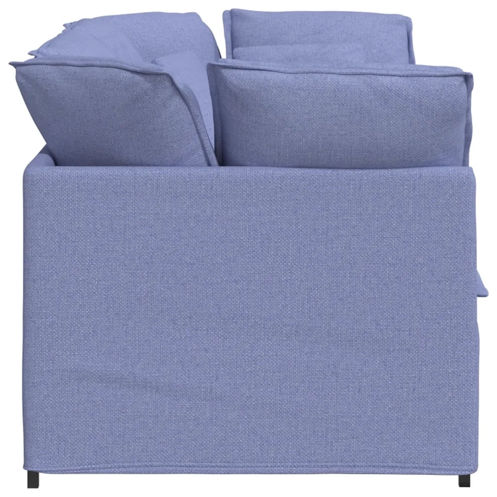 Divano Modulare con Cuscini in Tessuto Jeans Blu