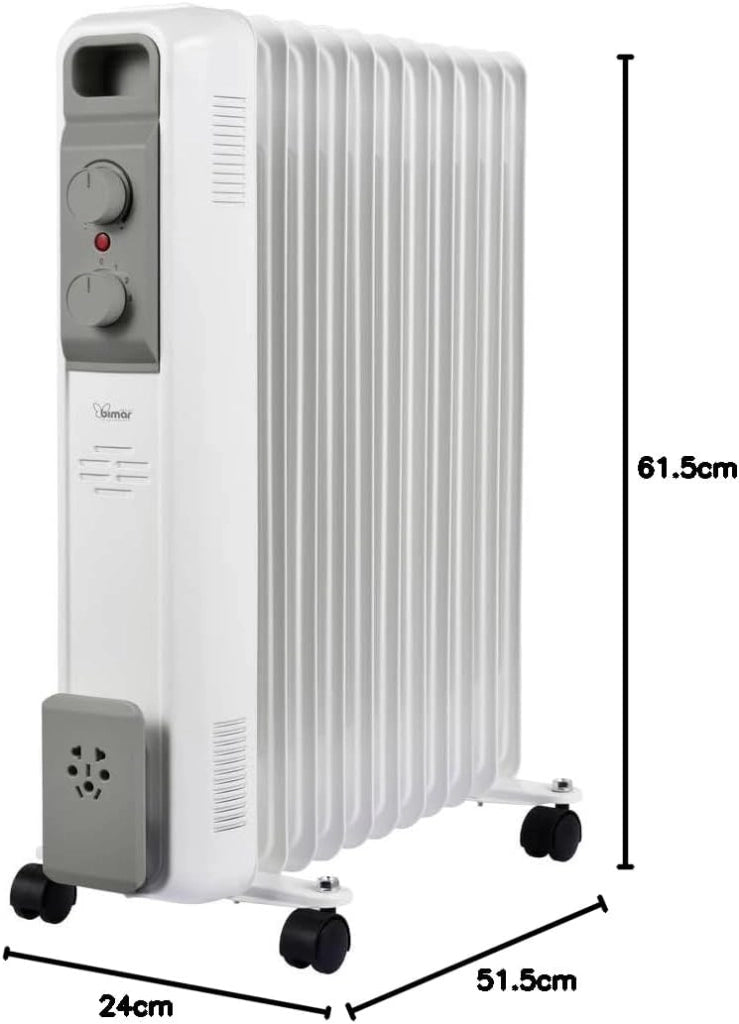 Bimar HO431 Termosifone Elettrico, Radiatore ad olio Basso a Consumo, Calorifero ad olio con 11 Elementi e 5 Canali di Circolazione