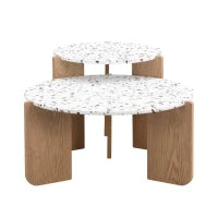 Set di Tavolini da Salotto Moderni Incastonati, Utilizzabili come Tavolino da Caffè o Comodini, Design Versatile, 70x70x35 cm+50x50x45,5 cm, Naturale
