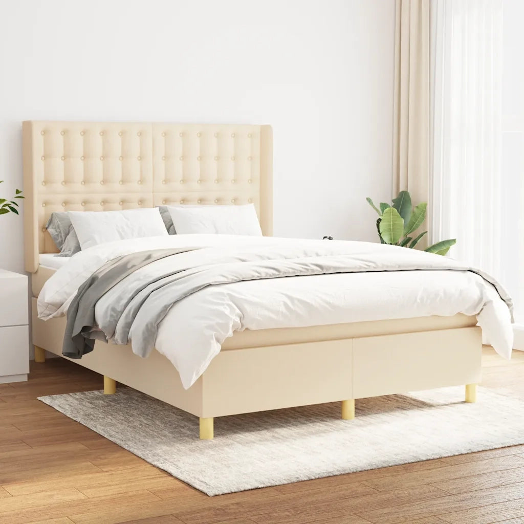 Giroletto a Molle con Materasso Crema 140x19 cm in Tessuto 3132310