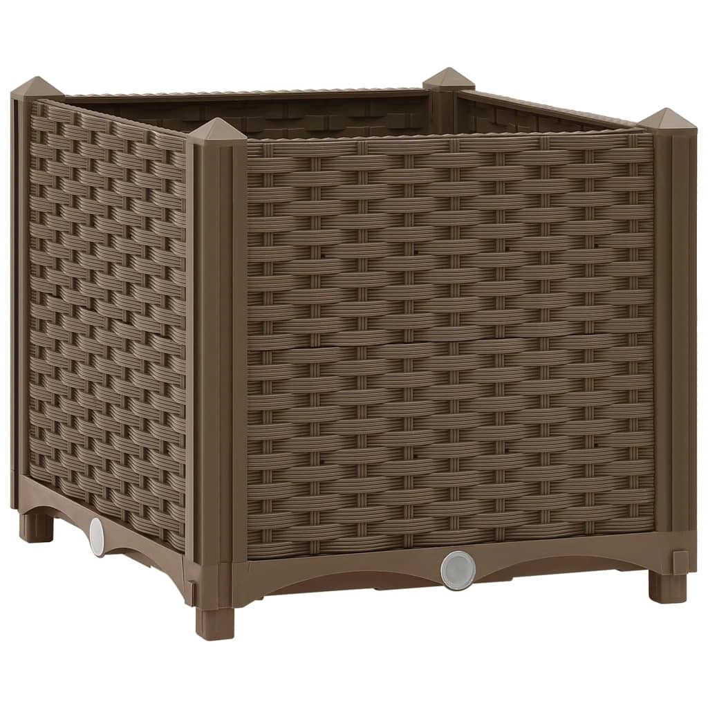 Fioriera rialzata per piante e fiori giardino 40 x 40 x 38 cm polipropilene marrone 02_0000929